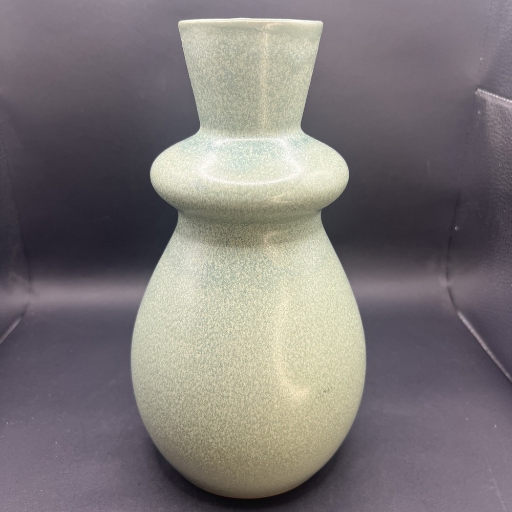 Crate & Barrel Mireya Pale Green Vase Portugal Ceramic Round Bulbous SK 438-920